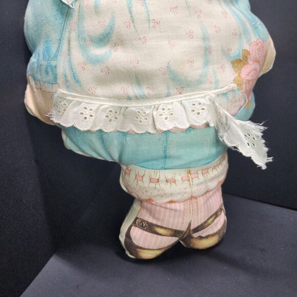 Vintage Handmade Cranston Doll Pillow 17'' Cloth Rag Blue Eyes - Picture 5 of 7